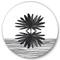 Designart - Black and White Tropical Leaf On Striped II - Modern Metal Circle Wall Art